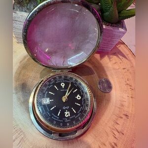 Vintage Black and Gold Travel Clock✨